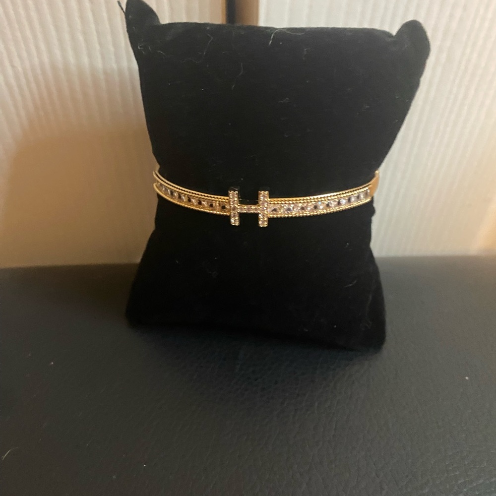 Elegant Gold Sparkling H Women's Bracelet Stainless Steel
